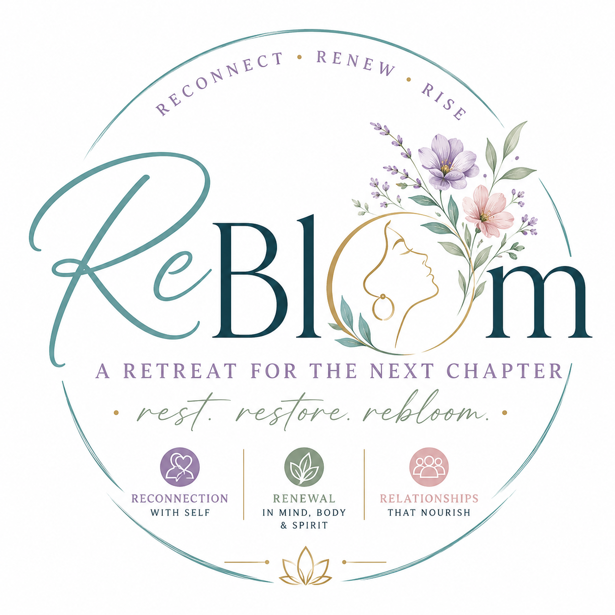 ReBloom — A Retreat for the Next Chapter. Reconnect, renew, rise.